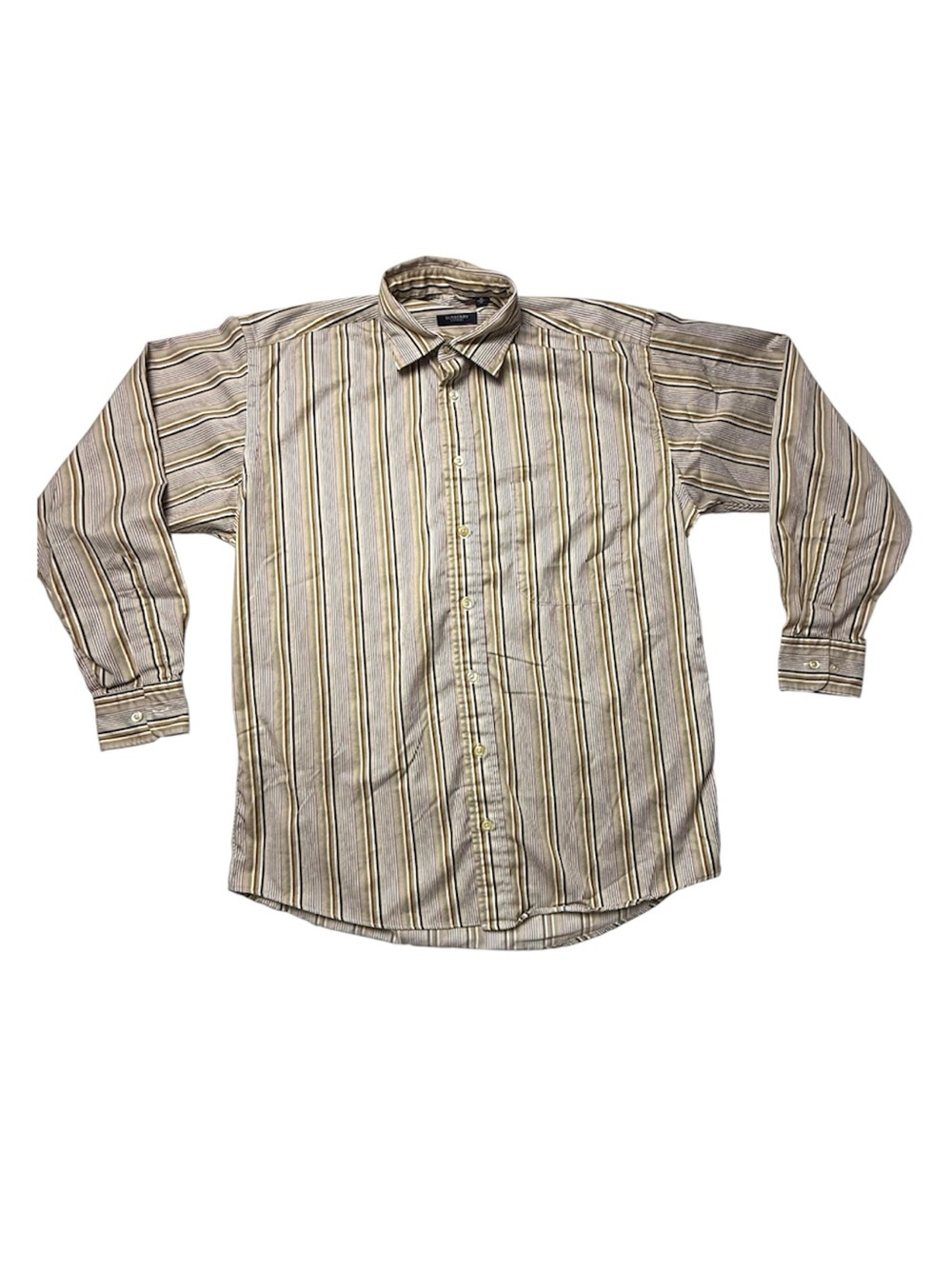 Burberry Men's Striped Button-Down Shirt - Beige maroon stripes